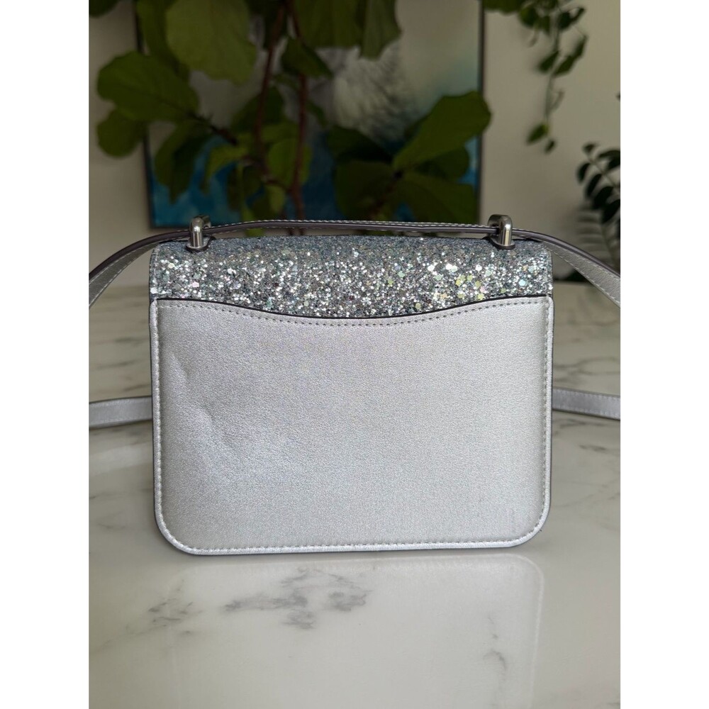 Coach Morgan Square Crossbody Shoulder Bag in Silver Glitter Leather CO925 - Picture 4 of 16